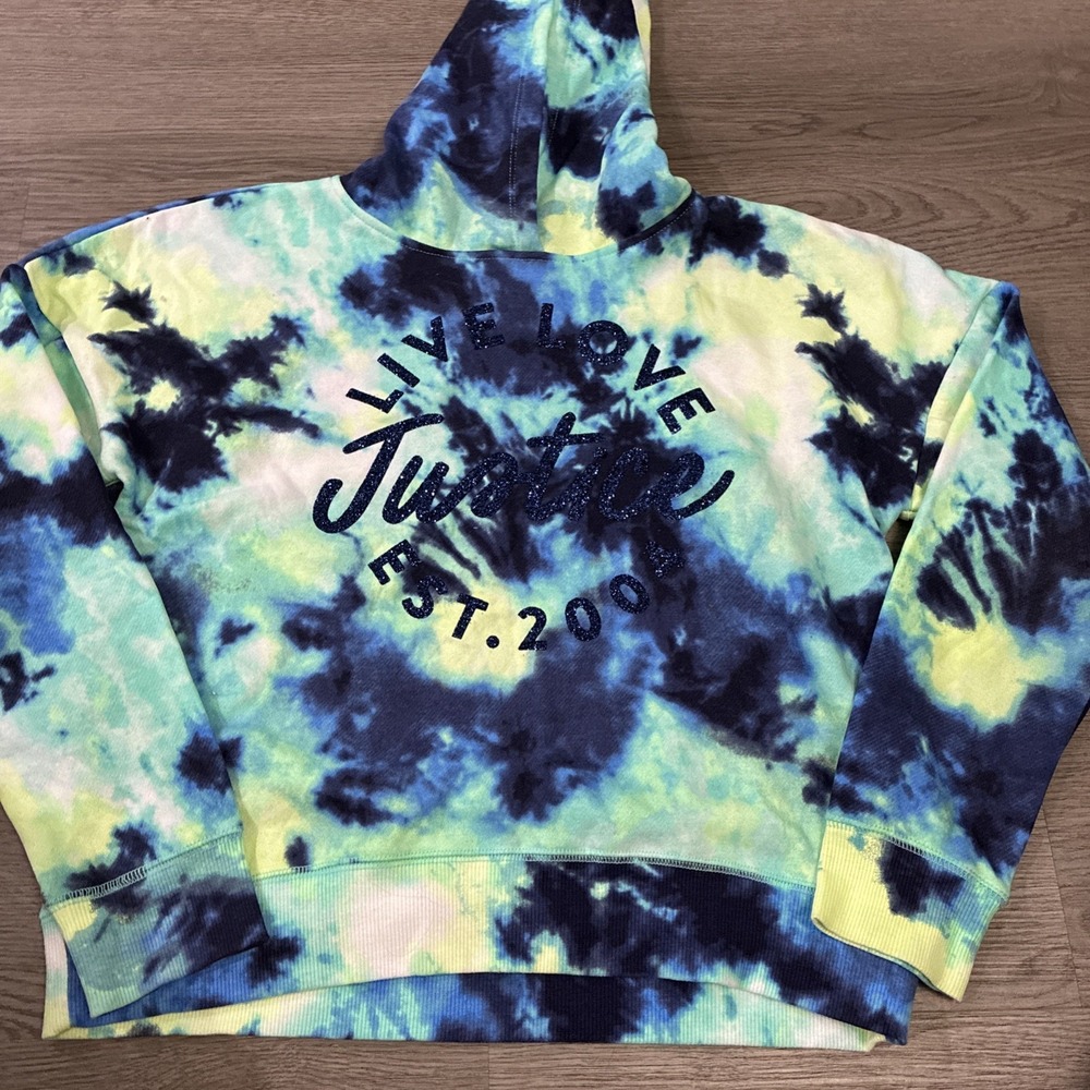 Justice Girls Fleece Hoodie Sweatshirt-Seafoam Mint-Large (12/14)